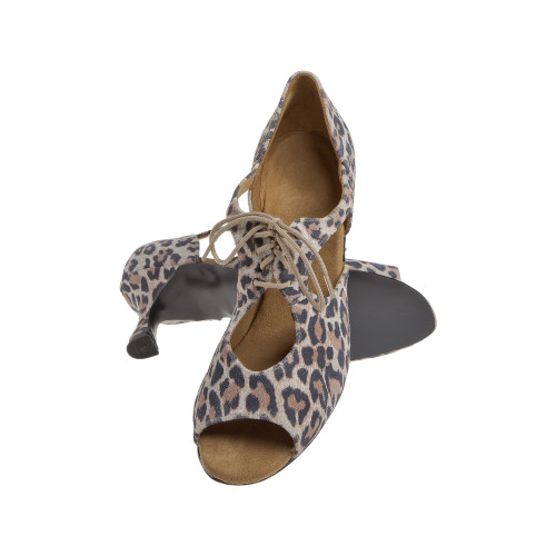 Diamant Damen Tanzschuhe 190-087-329-V - Veloursleder Leopard - 6,5 cm