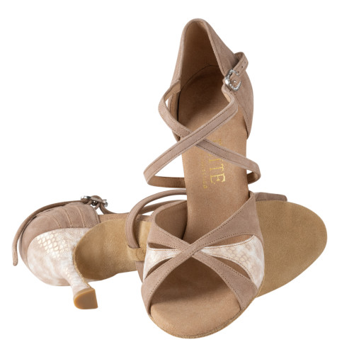 Rummos Damen Tanzschuhe Elite Paloma - Material: Nubuck/Leder - Farbe: Hellbraun/Beige - Weite: Normal - Absatz: 70R Flare - Größe: EUR 36