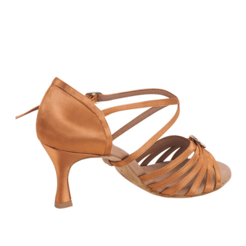 Rummos Damen Tanzschuhe Elite Celine 048 - Material: Satin Dark Tan - Weite: Normal - Absatz: 60R Flare - Größe: EUR 37