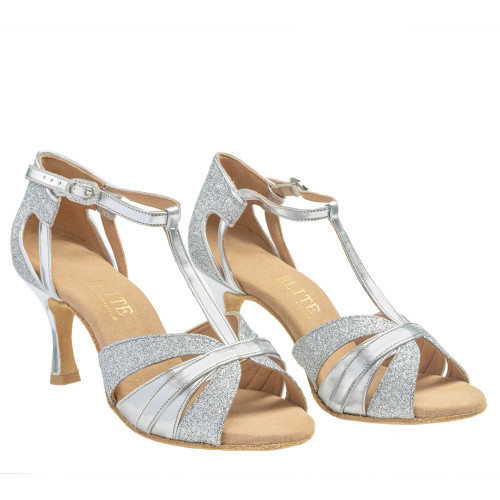 Rummos Damen Tanzschuhe Elite Martina 009/139 - Material: Leder/Glitzer - Farbe: Silber - Weite: Normal - Absatz: 60R Flare - Größe: EUR 39