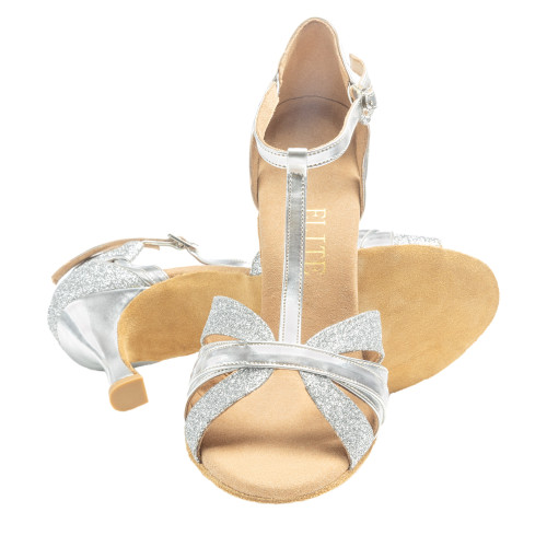 Rummos Damen Tanzschuhe Elite Martina 009/139 - Material: Leder/Glitzer - Farbe: Silber - Weite: Normal - Absatz: 60R Flare - Größe: EUR 39