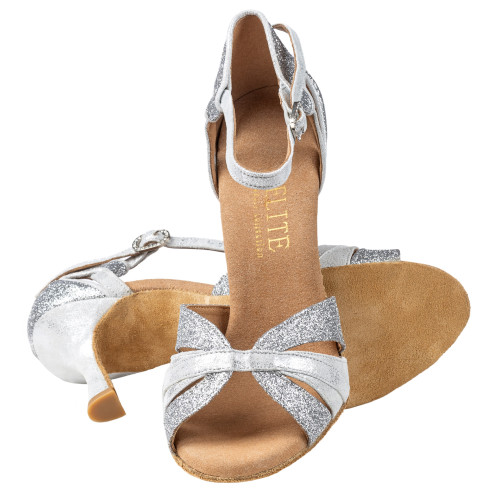 Rummos Damen Tanzschuhe Elite Aura 139/169 - Material: Leder/Glitzer - Farbe: Prata - Weite: Normal - Absatz: 70R Flare - Größe: EUR 36