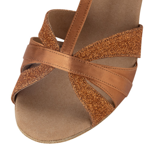 Rummos Damen Tanzschuhe Elite Martina 048/138 - Material: Satin/Glitzer - Farbe: Dark Tan - Weite: Normal - Absatz: 60R Flare - Größe: EUR 37