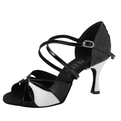 Rummos Damen Tanzschuhe Elite Paloma - Material: Leder/Lackleder - Farbe: Schwarz/Weiß - Weite: Normal - Absatz: 60R Flare - Größe: EUR 38