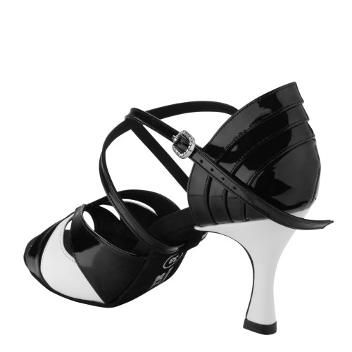 Rummos Damen Tanzschuhe Elite Paloma - Material: Leder/Lackleder - Farbe: Schwarz/Weiß - Weite: Normal - Absatz: 60R Flare - Größe: EUR 38